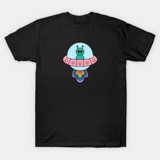 ufo alien pride rainbow T-Shirt